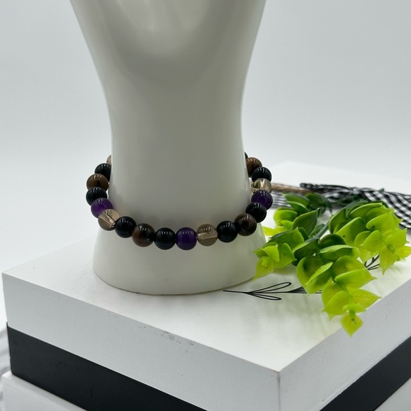 New Boho Chic Natural Tiger Eye Stone Bracelet For Protection Self Care Gift - Picture 6 of 6